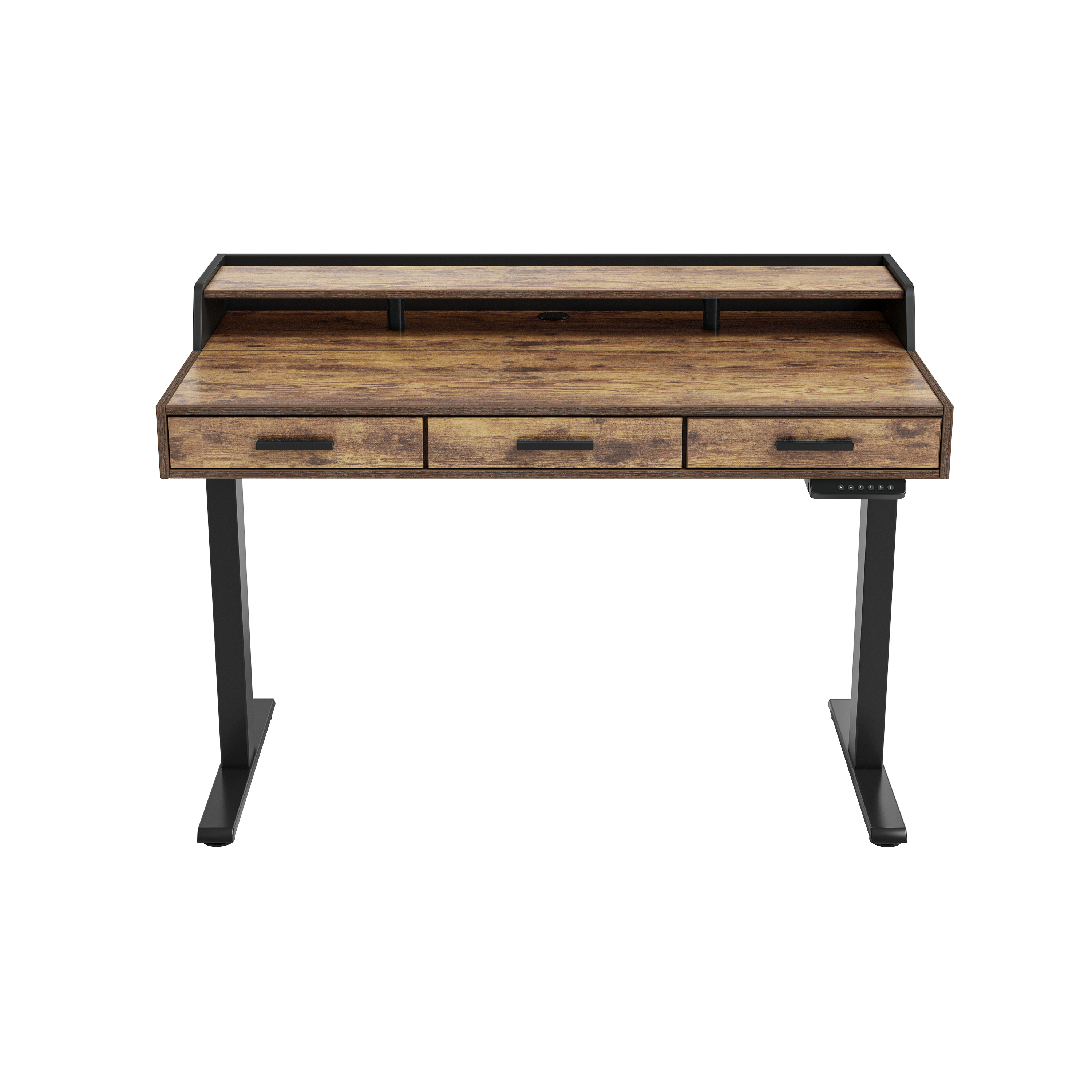 FEZiBO Full Surround Triple Drawer Electric Adjustable Standing Desk ...